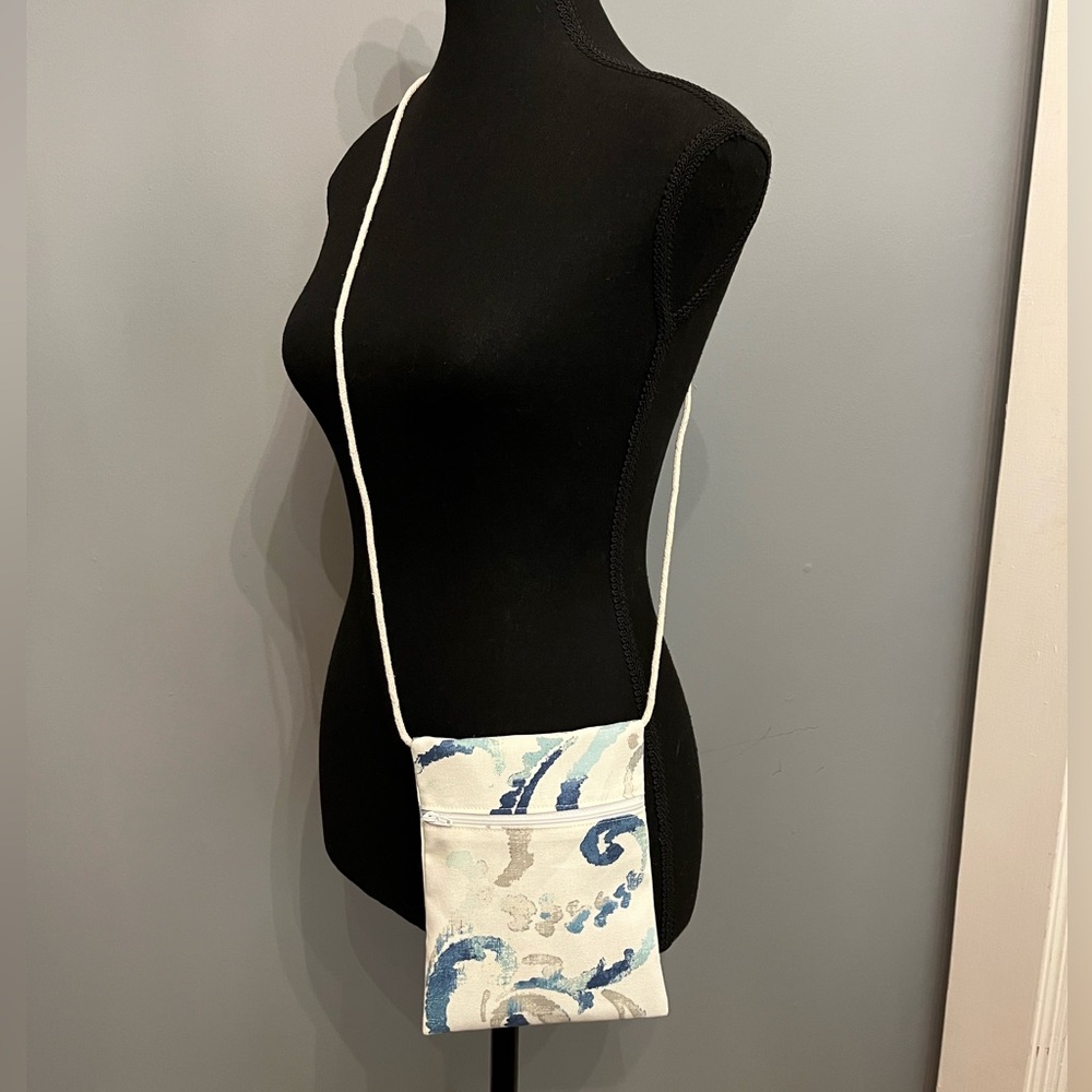 Handmade Blue and White Crossbody Bag
